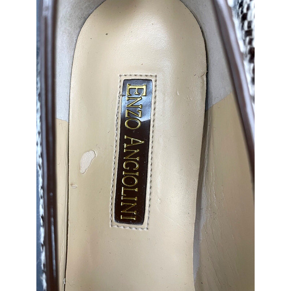Pre-owned Enzo Angiolini Flats Loafers Women's Slip-On Brown White Flats Size 8 - Picture 5 of 9